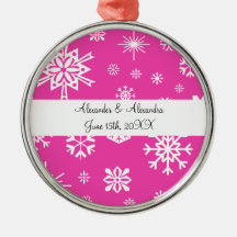 De roze gunsten van het sneeuwvlokkenhuwelijk ornament