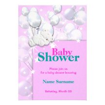 De roze leuke meisjes van het baby shower uitnodiging
