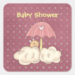 De roze Stickers van het Baby shower van de Parapl