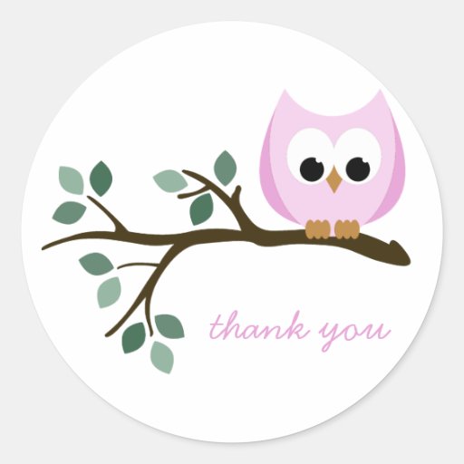 De roze Uil dankt u Stickers