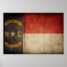 De ruwe Houten Vlag van Noord-Carolina Print
