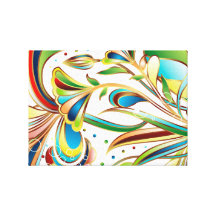 De samenvatting kleurde Bloemen VectorArt. Stretched Canvas Afdruk
