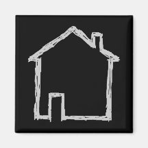De Schets van het huis. Grijs en Zwart Koelkast Magneetje
