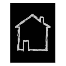 De Schets van het huis. Grijs en Zwart Wens Kaart