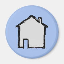 De Schets van het huis. Zwarte en Blauw Koelkast Magneetje