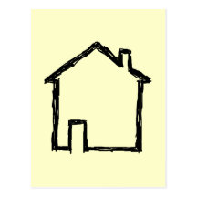 De Schets van het huis. Zwarte en Room Wenskaarten