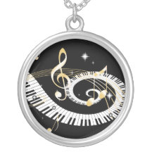 De Sleutels van de piano en de Gouden Nota's van d Gepersonaliseerde Ketting