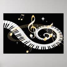 De Sleutels van de piano en de Gouden Nota's van d Poster