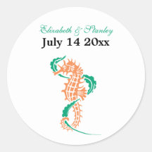 De smaragd van Seahorse, koraalhuwelijk bewaart de Ronde Stickers