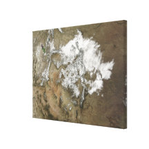 De sneeuw behandelt de Rotsachtige Bergen in Veren Stretched Canvas Afdrukken