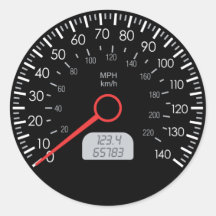 DE SNELHEIDSMETER VAN DE AUTO RONDE STICKERS