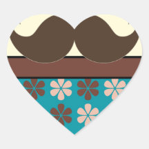 De Snor van de snor op Retro Patroon Hartvormige Stickers