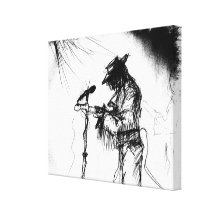 De Speler en de Band van de Gitaar van blauw op St Stretched Canvas Afdrukken
