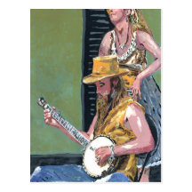 De Speler van de Banjo van New Orleans Wenskaarten