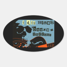 De Sterke drank van blauw & Tattoos, koolSchedel I Ovale Sticker