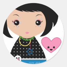De Sticker van Kokeshi van Kawaii