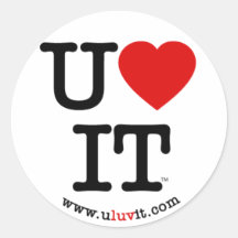 De Sticker van UluvIT met (gebogen) URL