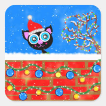 De Stickers van het Kat van Kerstmis