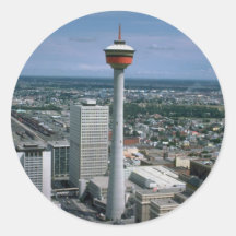 De Toren van Calgary, Alberta, Canada Ronde Stickers