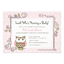 De Uil van het baby shower nodigt uit Custom Uitnodging