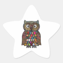 De Uil van het lapwerk Sticker