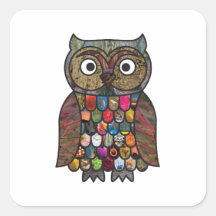 De Uil van het lapwerk Vierkante Sticker