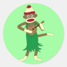 De Ukelele van de Aap van de sok Ronde Stickers