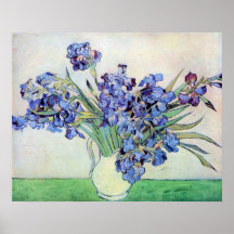De Van Gogh toujours la vie : Vase avec des iris Posters