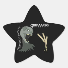 De vegetarische Zombie wil Graaaains! Stervormige Stickers