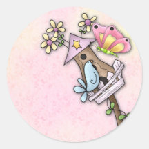 De vergadering van de vlinder en van de vogel bij  sticker