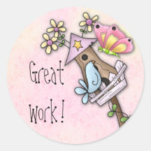 De vergadering van de vlinder en van de vogel bij  ronde sticker