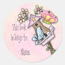 De vergadering van de vlinder en van de vogel bij  ronde sticker