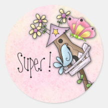 De vergadering van de vlinder en van de vogel bij  ronde stickers
