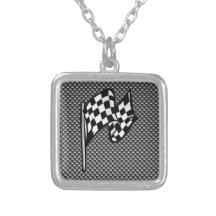 De Vezel van de koolstof kijkt Geruite Vlag Gepersonaliseerde Ketting