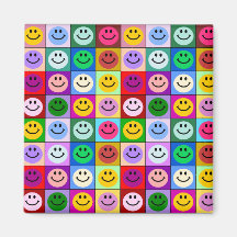 De vierkanten van het smileygezicht van de regenbo koelkast magneten