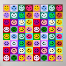 De vierkanten van het smileygezicht van de regenbo afdruk