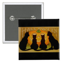 De vintage Katten en Hefboom O'Lantern van Hallowe Speldbuttons