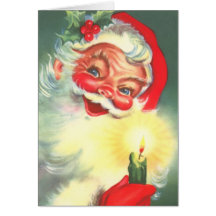 De vintage Kerstman met Kaars Wenskaart