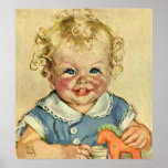 De vintage Leuke Blonde Glimlachen van het Baby va Posters