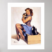 De vintage Retro Speld van Gil Elvgren op Meisje Posters