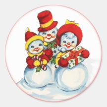 De vintage Sticker van Kerstmis van de Mensen van 