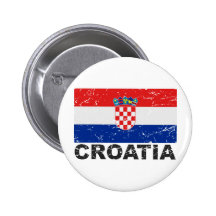 De Vintage Vlag van Kroatië Speld Buttons