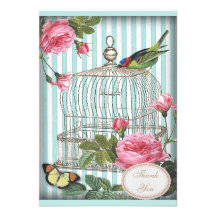 De vintage Vogel, de Kooi, de Vlinder & de Rozen d Custom Uitnodigingen