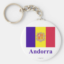 De Vlag van Andorra met Naam Sleutel Hanger
