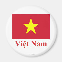 De Vlag van Vietnam met Naam in Vietnamees Magneten