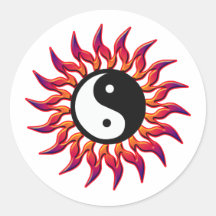De vlammende Zon van Yin Yang Ronde Sticker