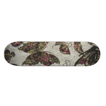 De Vlinders Blk Grijs Paars Paisley van Grunge Blo Skateboards