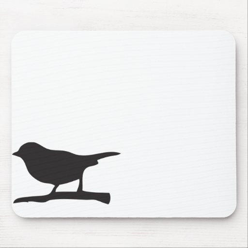 De vogel van de mus & tak zwart & wit silhouet muis mat