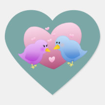 De Vogels van de liefde Hartvormige Sticker