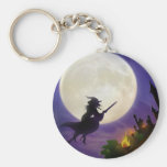 De Volle maan van de Heks van Halloween Sleutel Hanger